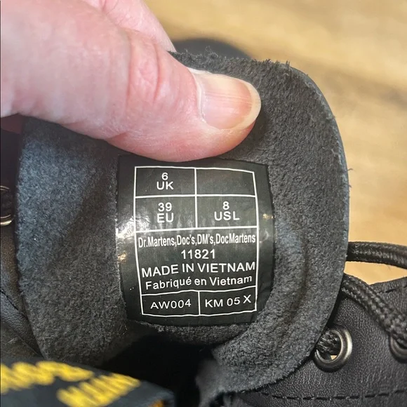 Dr. Martens Black Leather Boots with Yellow Accents - Picture 7 of 8